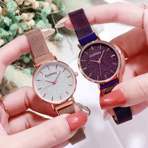 Reloj de Cuarzo para Mujer Moda Cielo Estrellado Correa Magnética de Aleación Milanesa Esfera de Strass Reloj de Pulsera