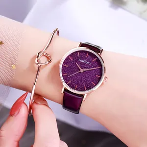 Women's starry sky purple watch and rose gold knot bracelet set for elegant daily wear