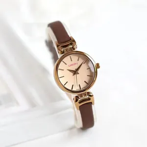 Damen Mode Quarzuhr Minimalistisches Rundes Zifferblatt Lederarmband Elegante Damen Armbanduhr Analoge Zeitmesser Strass Akzente