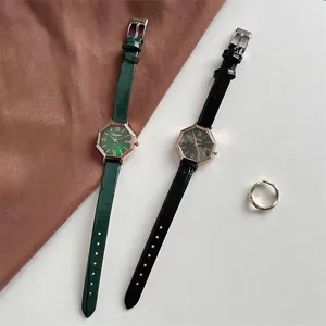 Octagonal ladies watches with crocodile leather straps and Roman numeral dials
