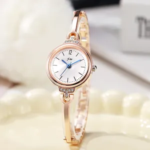 Elegante Damen Quarzuhr Mit Schmalem Metallarmband Slim Roségold Silber Armbanduhr Strass Analog Dress Watch
