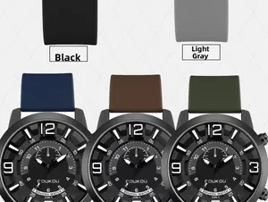 Detailed comparison of five colorful silicone watch straps with a large black dial face