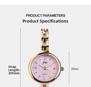 Détails de la montre femme or rose avec cadran de 26mm et bracelet de 205mm de long