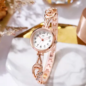 Elegante Orologio da Polso da Donna con Bracciale di Strass Oro Rosa Argento Quarzo con Numeri Arabi Gioielli di Moda Regalo