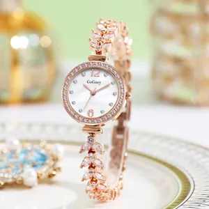 Elegante orologio al quarzo da donna in oro rosa con cinturino a forma di vite e strass