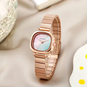 Elegant rose gold women's watch with gradient dial and stylish metal mesh strap