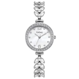 Montre à quartz argentée GoGoey pour femme avec bracelet sirène en cristal et cadran nacre