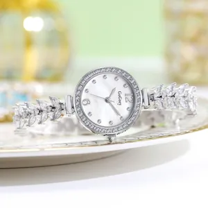 Orologio Al Quarzo Da Donna Quadrante In Madreperla Intarsiato Con Strass Bracciale A Coda Di Sirena Gioielli Eleganti
