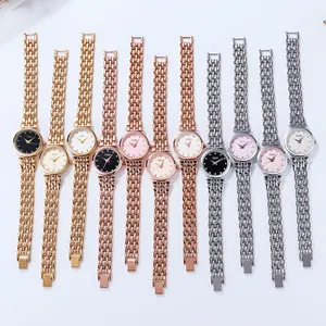 GEDI stijlvolle dameshorloges met metalen ketting en strass-indexen in diverse kleuren