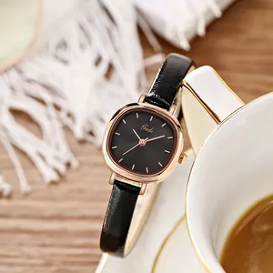 Elegante Dames Ovaal Quartz Horloge Minimalistisch Analoog Polshorloge Met Kunstlederen Band Kleine Wijzerplaat Mode Horloge