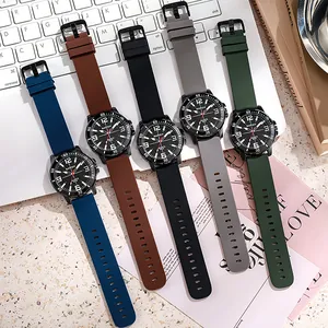 Barsh quartz sports watches with large digital dial and multi-color silicone straps