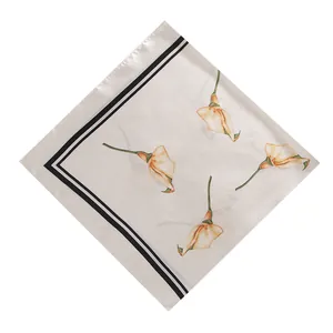 Elegant 90cm square silk scarf featuring hand-painted orange calla lily floral pattern