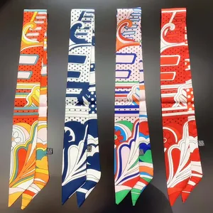 Foulard Twilly in Raso da Donna con Motivo Geometrico Astratto Nastro per Borse Lacci per Capelli Elegante Foulard per la Testa