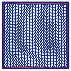 Women's Satin Square Scarf Monogram Geometric Print Head Scarf Contrast Border Silk-Like Neck Scarf Accessory