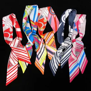 Foulards en soie Fashion Paris à rayures géométriques pour poignées de sacs à main