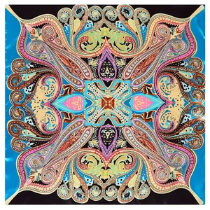 Carré de Soie Satin Vintage pour Femmes Avec Motif Paisley Cœur Bandana Imprimé Rétro Foulard Mode pour Cou et Tête