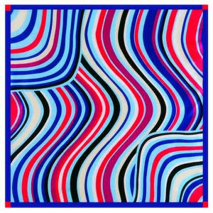 Professional Women Wavy Striped Satin Square Scarf Office Bank Uniform Neck Scarf Elegant Printed Hair Scarf Decoration