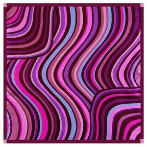60cm spring silk scarf with purple wave pattern and elegant satin finish for women
