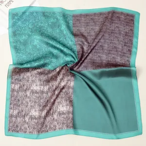 Elegant Satin Square Scarf For Women Paisley Houndstooth Patchwork Print Small Neck Scarf Fashionable Hair Band Bag Accessory