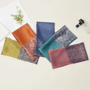 53cm silk satin small square scarf with elegant paisley color-block design for women