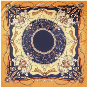 Detail of baroque silk scarf featuring vintage leather belts and golden chain patterns