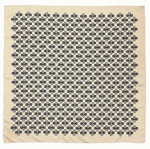 Plaid 90cm twill silk square scarf with geometric chain pattern and hand rolled edges