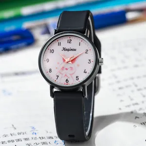 Montre à Quartz Lapin de Dessin Animé Mignon pour Enfants Bracelet en Silicone Boîtier en Alliage Montre-Bracelet de Mode pour Filles Femmes