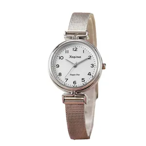 Elegant Kaqinuo women's quartz watch with silver mesh strap and white numeral dial
