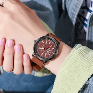 Orologio al quarzo da uomo con grande quadrante marrone e cinturino sportivo in silicone