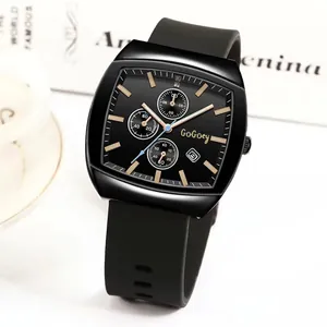 Mode Legering Kast Tonneau Quartz Horloge Siliconen Band Decoratieve Sub-wijzerplaten Datumweergave Sportief Casual Mode Polshorloge Voor Mannen Vrouwen Unisex Sieraden Cadeau