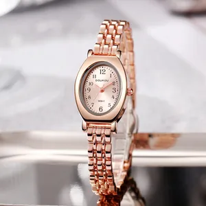 Damen Elegant Oval Zifferblatt Quarzuhr Vintage Edelstahl Kettenarmband Mode Armbanduhr Für Damen Schmuck
