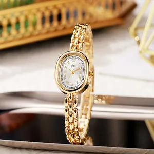 Damen Luxus Oval Armbanduhr Vintage Römische Ziffern Legierung Gehäuse Quarz Armbanduhr Elegante Schmuckuhr Für Damen