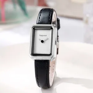 Reloj de Cuarzo para Mujer Rectangular Minimalista Reloj de Pulsera Analógico Cuadrado Vintage Con Correa de Cuero PU Joyería de Moda Elegante