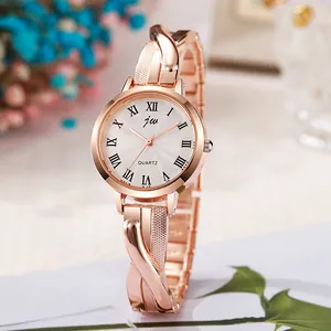 Élégante Montre Bracelet à Quartz pour Femme Chiffres Romains Bracelet en Alliage Montre-Bracelet de Mode pour Bureau Femme