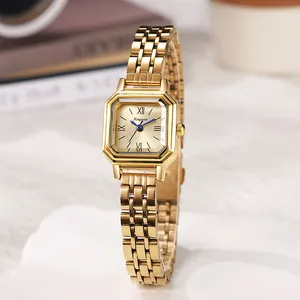Women's Fashion Square Quartz Watch Minimalist Octagonal Case Alloy Strap Roman Numerals Analog Wristwatch Elegant Gift