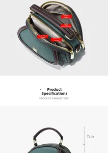 Detail view of large multi-pocket handbag with multi-layer zipper interior and 7cm handle