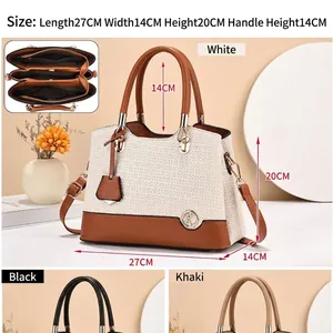 Women's multi-pocket colorblock tote bag with size dimensions 27x14x20cm and K logo