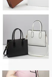Detailed close-up of Saffiano leather texture on black, white, and brown tote bags