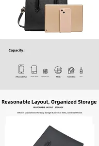 Large capacity black leather tote showing space for iPad and daily essentials
