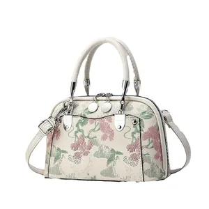 Sac à main sacoche élégant à broderie florale avec poignée et bandoulière réglable