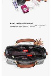 Internal structure of fashionable tote bag with 6 functional compartments for essentials