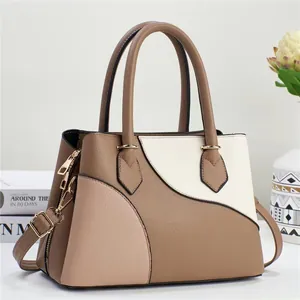 Sac à main femme tricolore en similicuir grainé avec bandoulière réglable chic