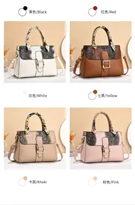 Detailed view of luxury PU leather handbags with crocodile pattern and decorative silk scarf