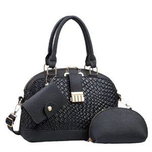 Ensemble de sacs coquillages noirs 3 pièces avec texture grainée et détails dorés