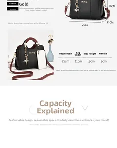 Détail d'un sac à main en cuir noir avec pendentif étoile et structure interne multicouche