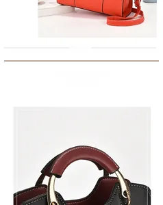 Détails du sac bandoulière orange et du sac noir avec poignées métalliques dorées