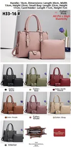Détails de l'ensemble de 3 sacs montrant les poches intérieures et la texture du cuir PU