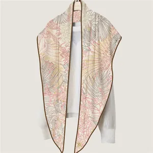Women Vintage Cashmere Like Shawl Scarf With Tropical Floral Bird Print Warm Knit Triangle Wrap Oversized Winter Scarf