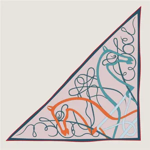 Foulard en soie vintage au motif équestre coloré avec décoration de tête de cheval