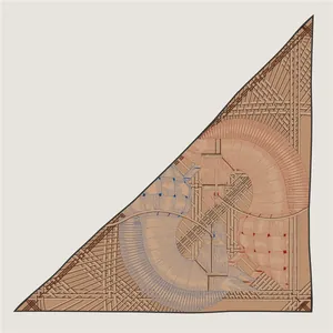 Winter heart double horse print triangular scarf shawl in warm brown earth tones